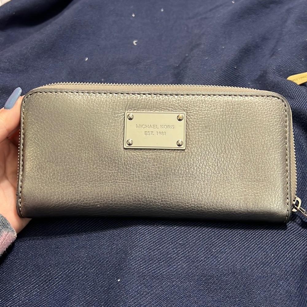 Gunmetal Michael Michael Kors Zip Wallet